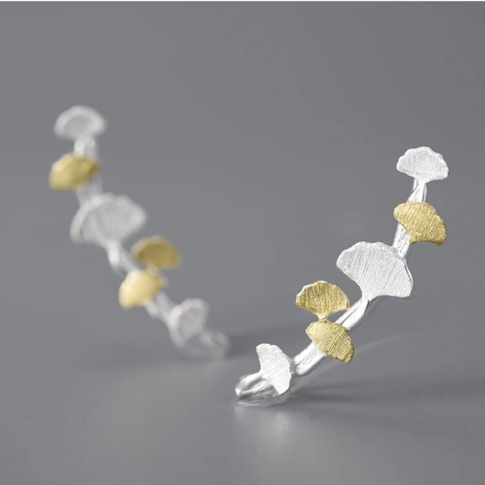 Artisan Handmade 925 Silver Gold Leaves - The Vanya Earrings